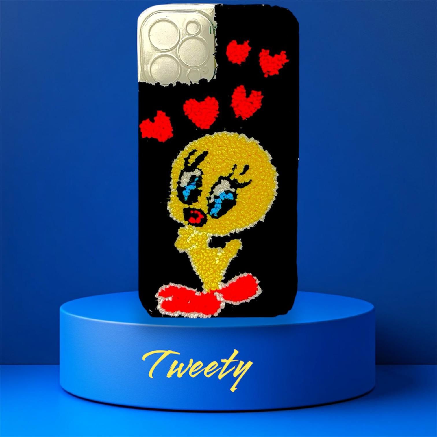 Apple Iphone 12 Pro Max Tweety Desenli %100 El İşlemesi Punch Nakış Kılıfı