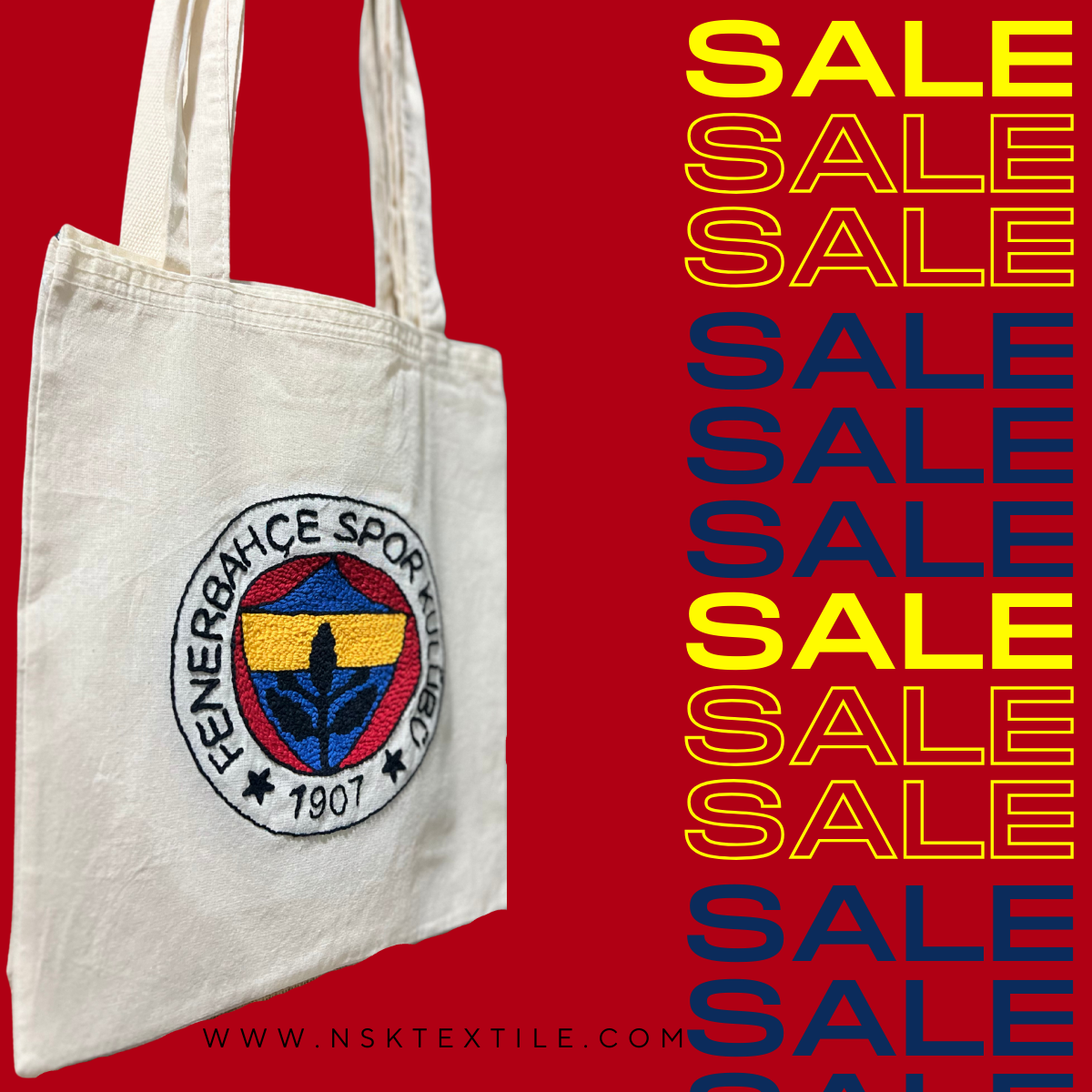 FB Fenerbahçe Taraftar Punch Nakışı El İşlemesi Çanta - Sırt Çantası & Omuz Çantası