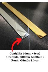 Bg (4 CM) Dekoratif Yapışkanlı (SİLVER) Aynalı Pleksi Şerit Mobilya Dolap Süsü Krom - 40mm X 2800mm