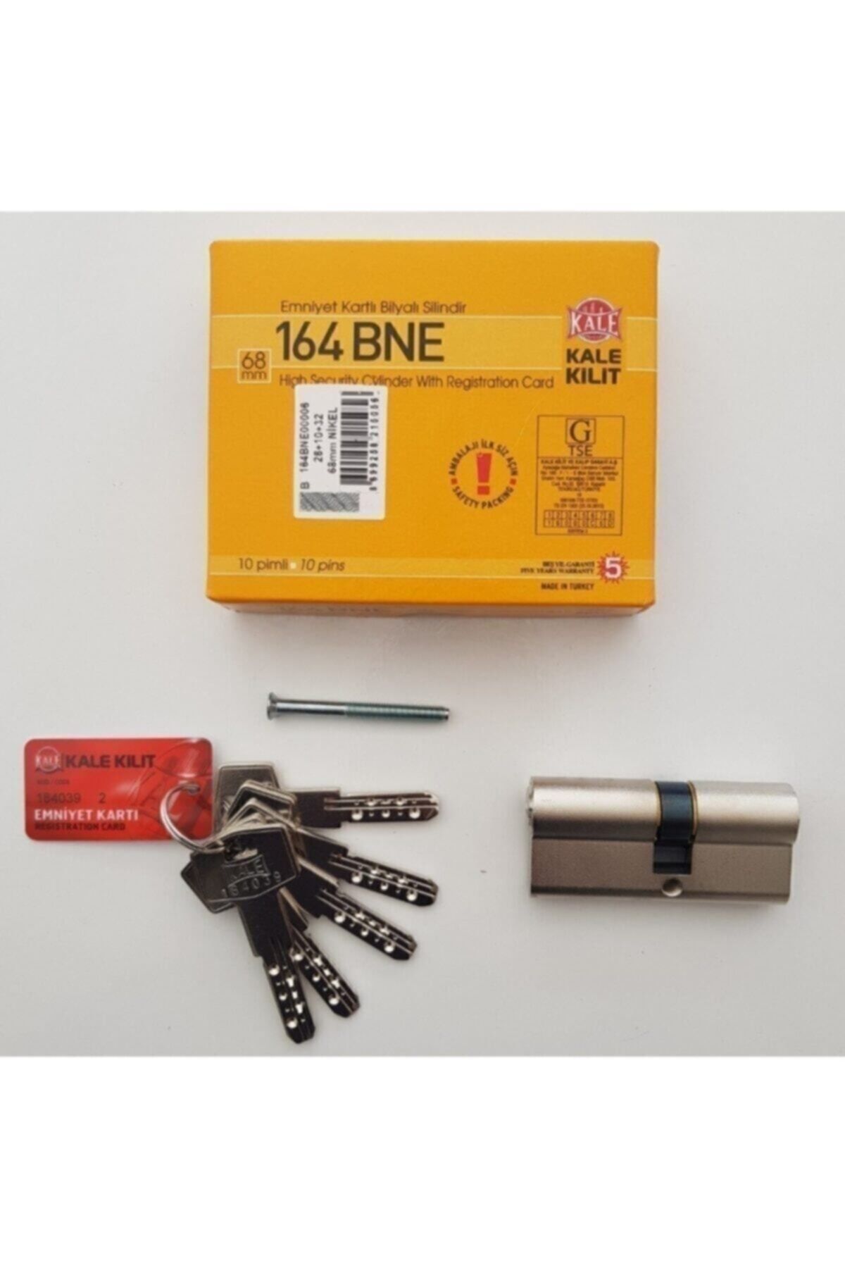 Kilit 164 Bne Bilyalı Barel 68mm Saten 5 Anahtarlı Çelik Kapı Kilidi 5416555454155