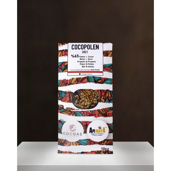 COCOPOLEN 50 gr (Ballı Propolisli Polenli Glutensiz Bitter Tablet Çikolata)