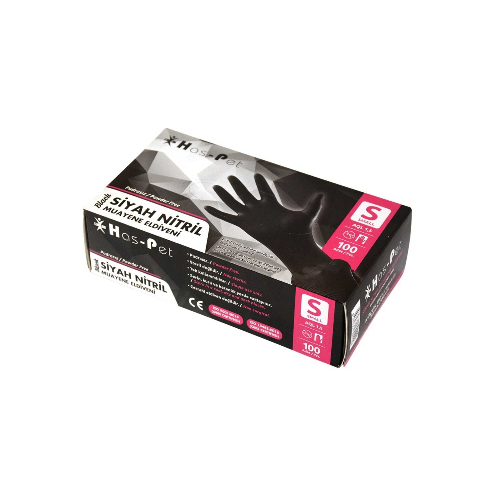 HASPET MUAYENE ELDİVENİ  (S) NİTRİL SİYAH