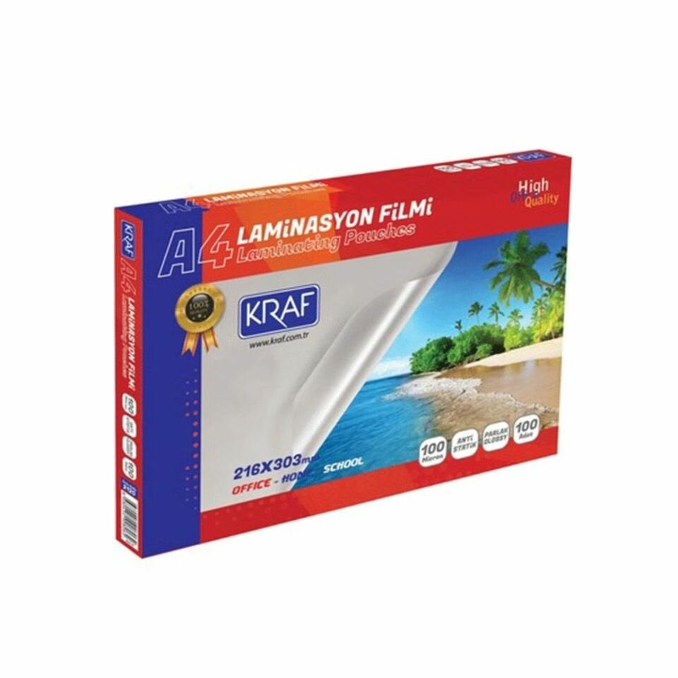 KRAF LAMİNASYON FİLMİ PARLAK A4 125MIC 100LÜ 2124