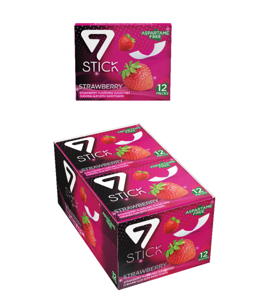 7STICK SEKERSIZ 12LI ÇİLEK AROMALI SAKIZ 33gr (12 Adet)