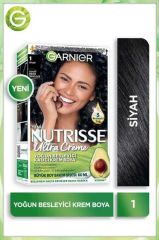 Garnier Nutrisse Yoğun Besleyici Kalıcı Krem Saç Boyası - 1.0 Siyah