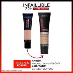 L’Oréal Paris Infaillible 32H Matte Cover Yüksek Kapatıcı Fondöten 30 ml - 145 Rose Beige