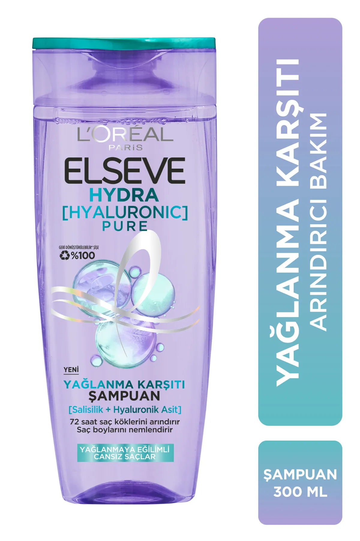 L'Oréal Paris Elseve Hydra [Hyaluronic] Pure Salisilik Asit İçeren Yağlanma Karşıtı Arındırıcı Şampuan 300 ml