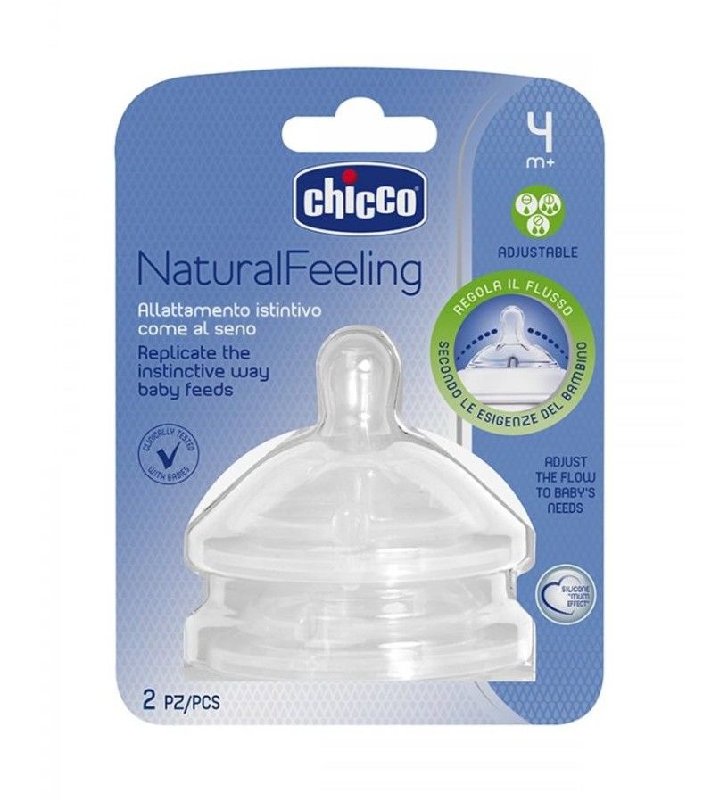 Chicco Naturalfeeling Biberon Emziği 4 ay+ Akış Ayarlı 2'li