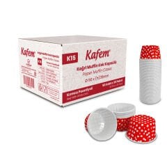 Kafem Kırmızı Puantiyeli Muffin Kek Kapsülü 50li X 30 Paket (Koli) - K15