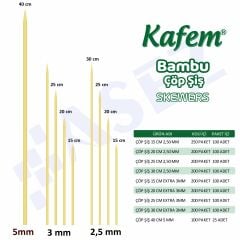 Kafem Bambu Çöp Şiş 30 cm 100 Lü X 50 Paket