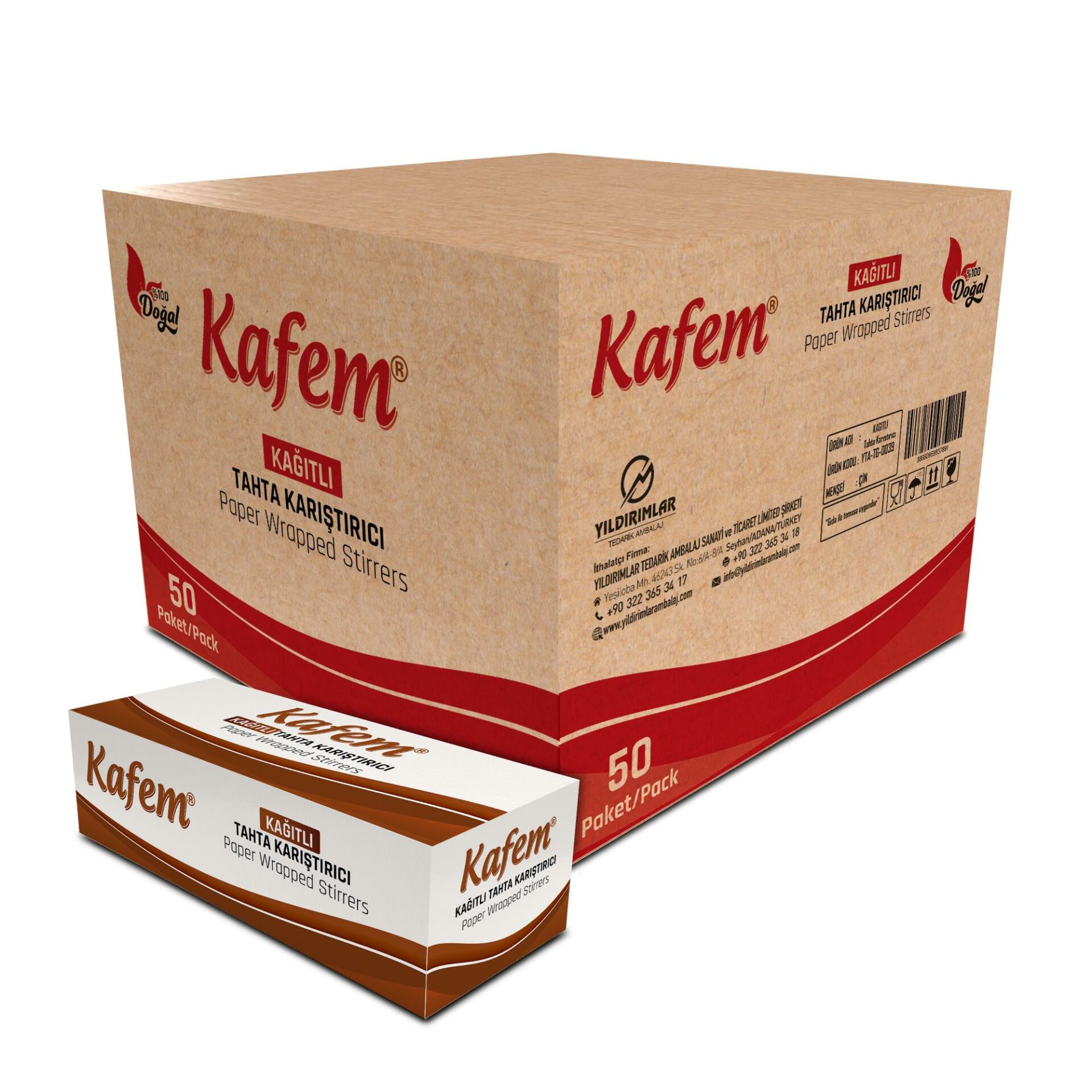 Kağıtlı Tahta Karıştırıcı 100 Lü X 50 Paket (Koli) - Kafem