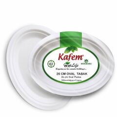 Kafem Ekolojik Karton Oval Tabak 26 cm 25 Li X 40 Paket (Koli)