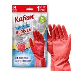 Kafem Temizlik Eldiveni (8-8,5) Medium Kırmızı X 25 Paket (Kutu)