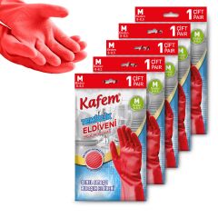 Kafem Temizlik Eldiveni (8-8,5) Medium Kırmızı X 5 Paket