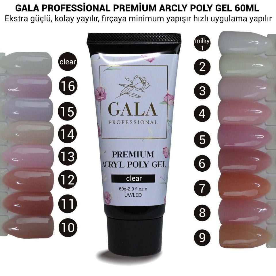 GALA PREMİUM ARCLY POLY JEL 60 ML CLEAR (ŞEFFAF)