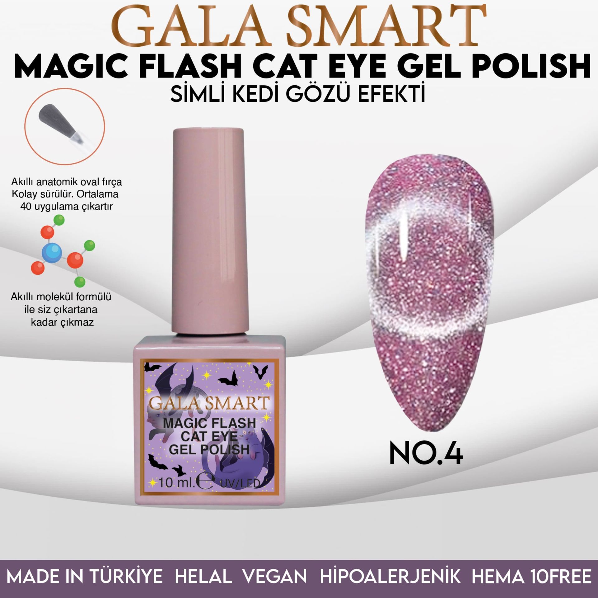 GALA SMART MAGIC FLASH CAT EYE KALICI OJE 10 ml CAT-4