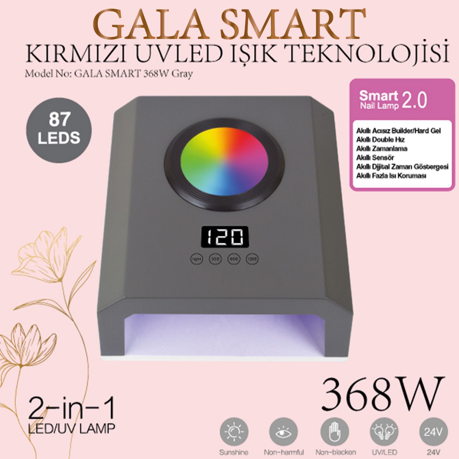 UV Led Kurutucu 368w 87 Led Antrasit Renk