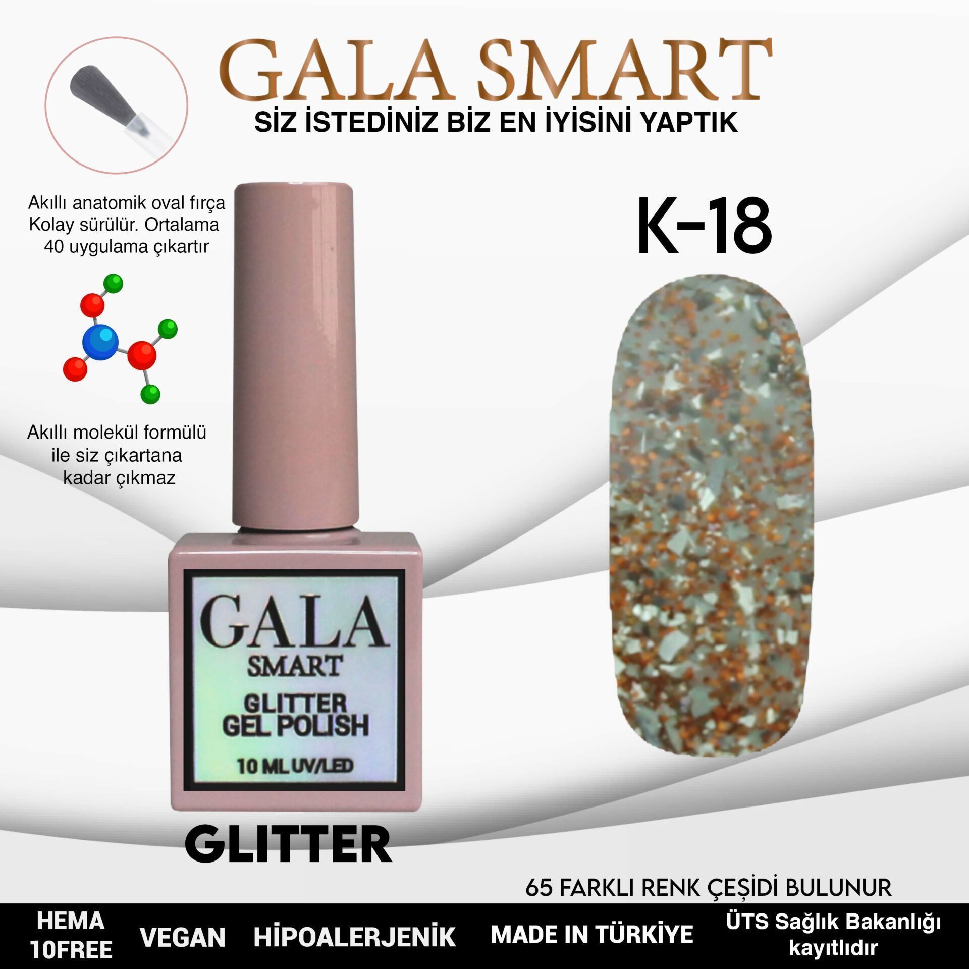 GALA SMART GLITTER KALICI OJE 10 mle K18