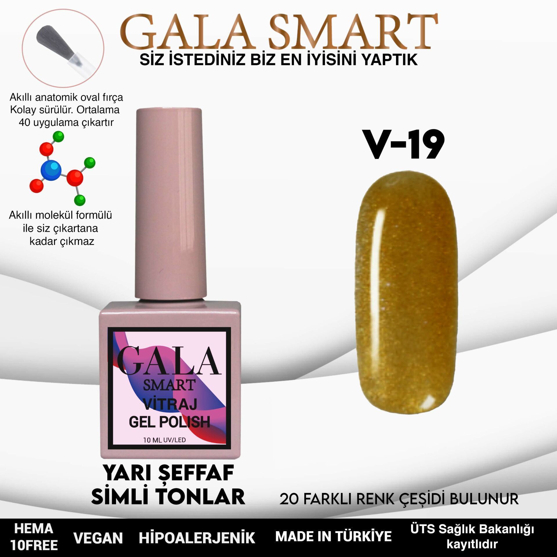 GALA SMART VİTRAJ KALICI OJE 10 ml V19