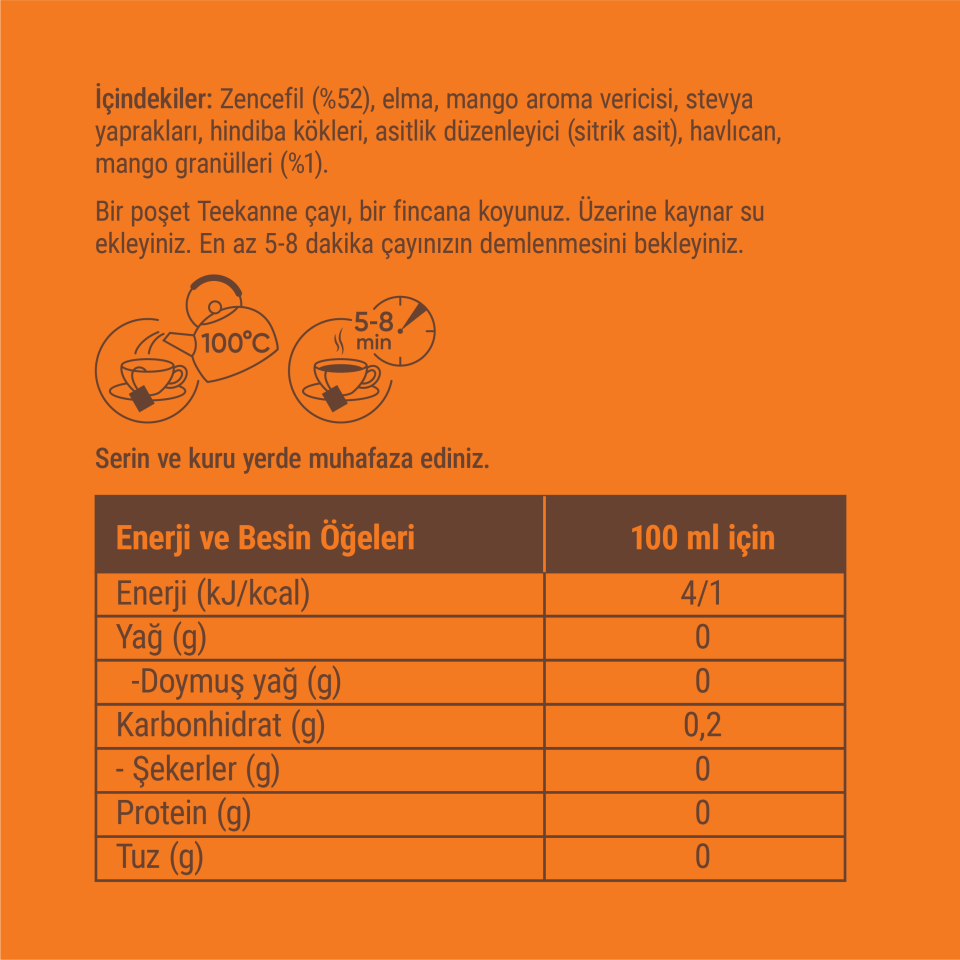 Teekanne Zencefil - Mango Karışık Bitki Çayı