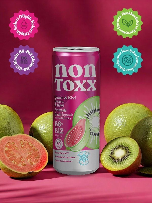 Nontoxx Guava & Kivi Aromalı, Sirkeli, Gazlı İçecek 250 ML
