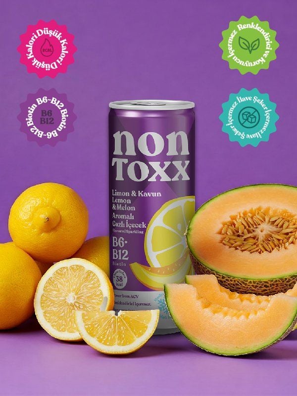 Nontoxx Limon & Kavun Aromalı, Sirkeli, Gazlı İçecek 250 ML