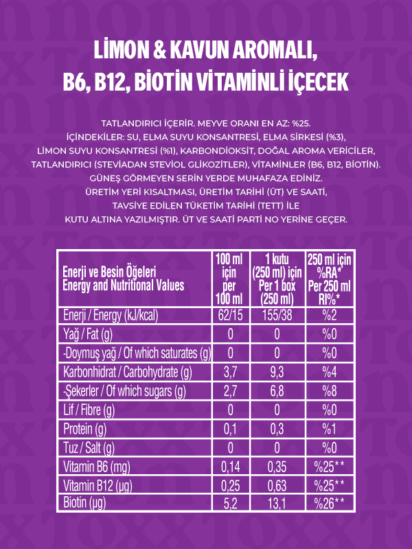 Nontoxx Limon & Kavun Aromalı Gazlı İçecek 250 ML