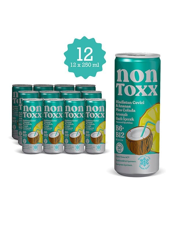 Nontoxx Hindistan Cevizi & Ananas Aromalı, Sirkeli, Gazlı İçecek 250 MlL
