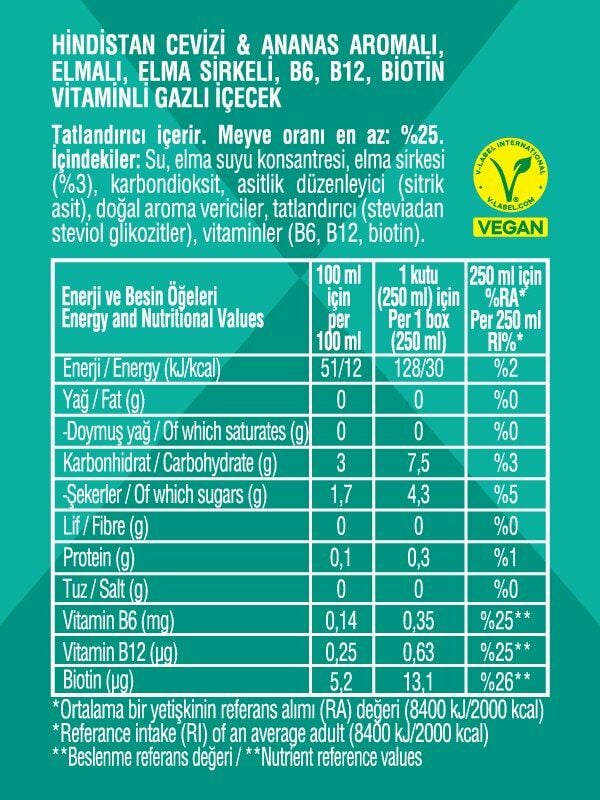 Nontoxx Hindistan Cevizi & Ananas Aromalı, Sirkeli, Gazlı İçecek 250 MlL