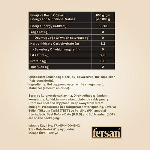 Samandağ Biber Turşusu - Fersan 720 CC
