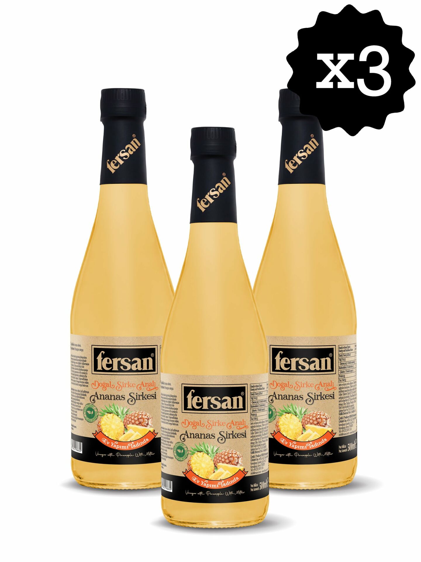 Fersan Ananas Sirkesi 500cc Cam x 3 Adet