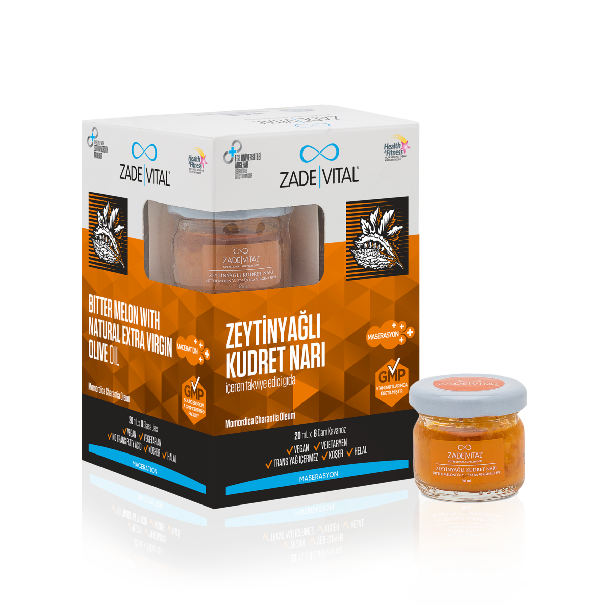 Zade Vital Zeytinyağlı Kudret Narı 20ML x 8 Cam Kavanoz - (SKT: 05/2026)