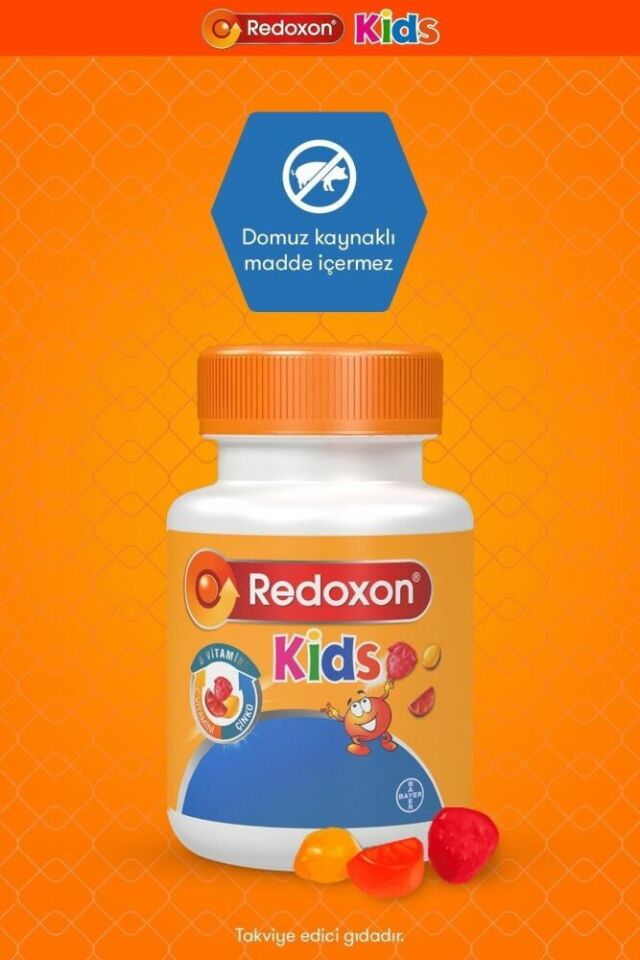 Redoxon Kids Vitamin C + D + Çinko 60 Çiğnenebilir Tablet - (SKT: 02/2026)