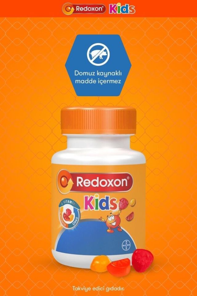 Redoxon Kids Vitamin C + D + Çinko 60 Çiğnenebilir Tablet - (SKT: 02/2026)