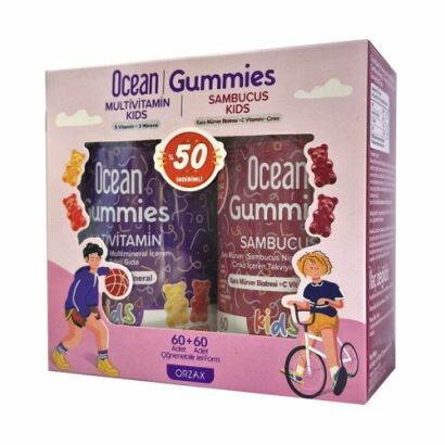 Ocean Gummies Multivitamin Kids 60 Adet Çiğnenebilir + Sambucus Kids 60 Adet Jel Form - (SKT: 06/2026)