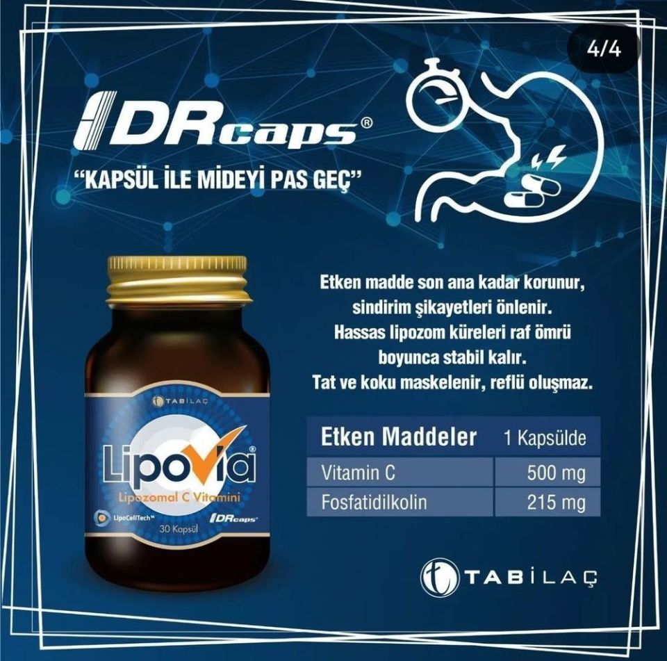 Lipovia Lipozomal Vitamin C 30 Kapsül - (SKT: 03/2025)