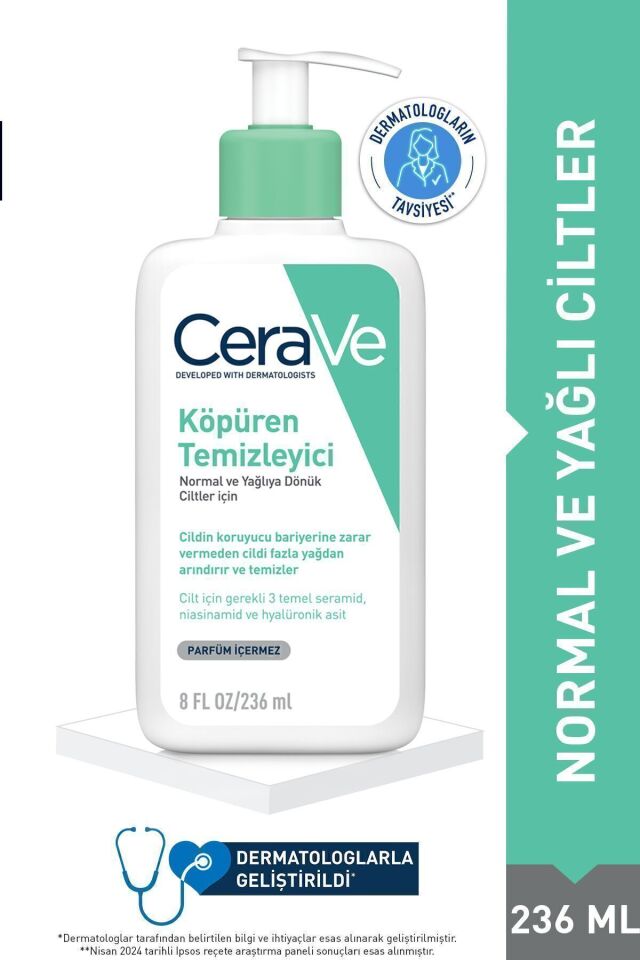Cerave Köpüren Temizleyici Normal & Yağlıya Dönük Ciltler İçin 236ML