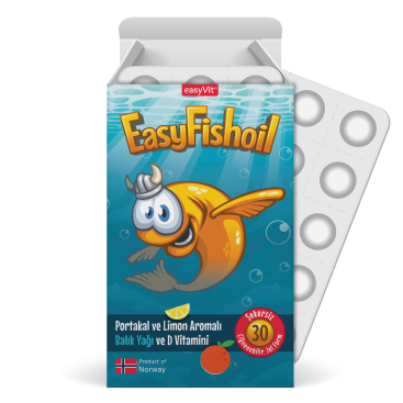 EasyFishoil Çocuk Çilek ve Limon Aromalı 30 Çiğneme Tableti (SKT: 02/2027)