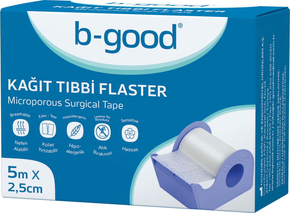B-Good Kağıt Tıbbi Flaster 5 m x 2,5 cm - (SKT: 12/2029)