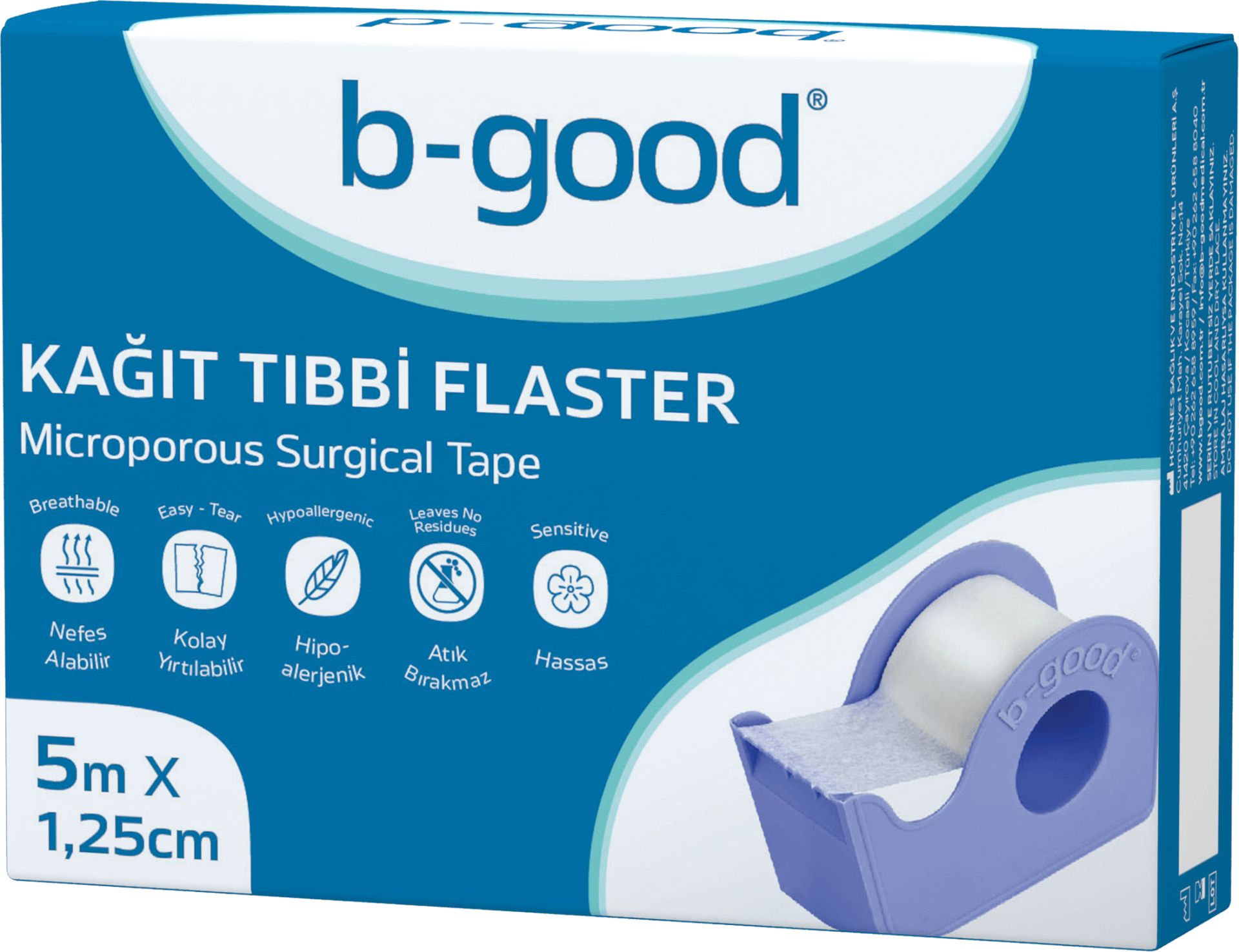 B-Good Kağıt Tıbbi Flaster 5 m x 1,25 cm - (SKT: 01/2030)