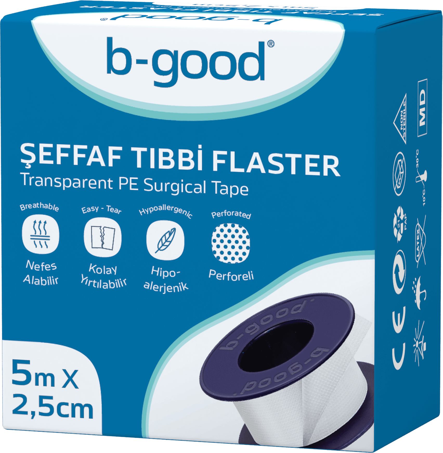 B-Good Şeffaf Flaster 5 m x 2.5 cm - (SKT: 09/2029)