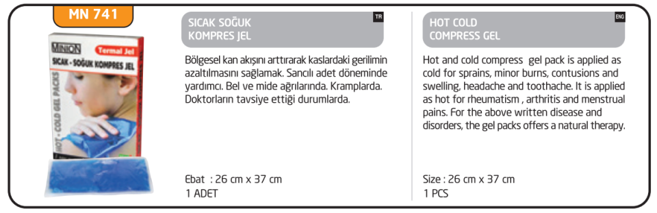 Minion Termojel Sıcak - Soğuk Kompres Jel Büyük 26x37 cm Tekli