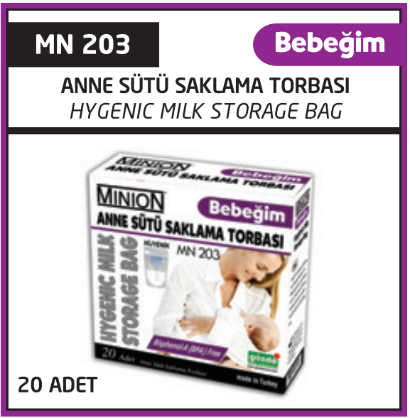 Minion Bebeğim Anne Sütü Saklama Torbası 20'li