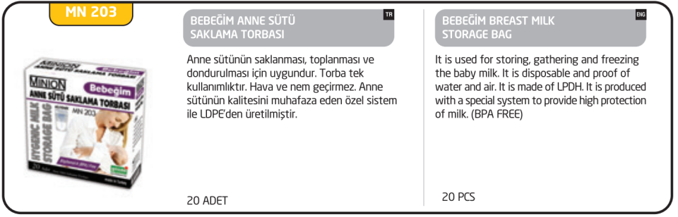 Minion Bebeğim Anne Sütü Saklama Torbası 20'li