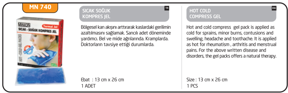 Minion Termojel Sıcak - Soğuk Kompres Jel Orta 13 x 26 cm Tekli