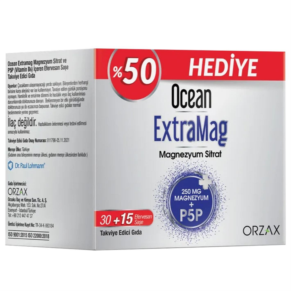 Ocean Extramag 30+15 Efervesan Saşe - (SKT: 01/2027)