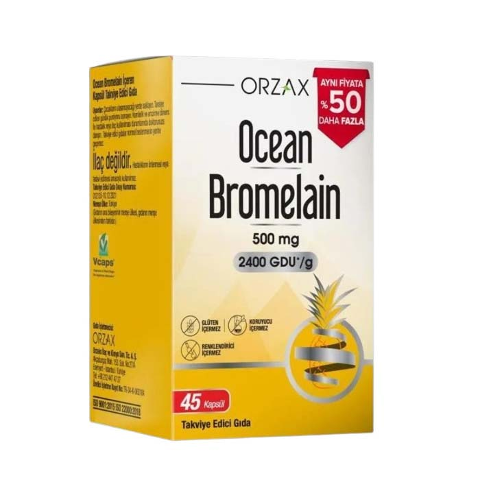 Ocean Bromelain %50 Daha Fazla 45 Kapsül - (SKT: 11/2027)