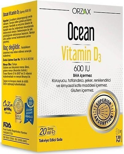 Ocean Vitamin D3 600 IU Oral Sprey 20 ml - (SKT: 04/2026)
