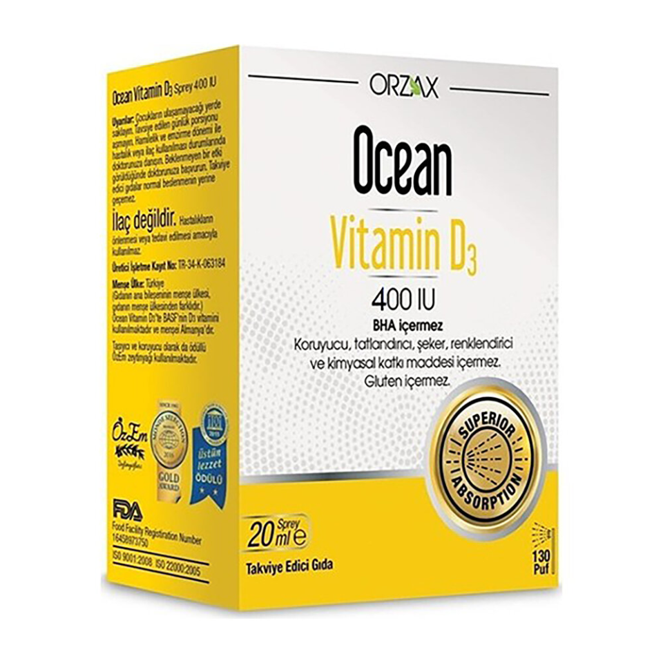 Ocean Vitamin D3 400 IU Oral Sprey 20 ml - (SKT: 12/2026)