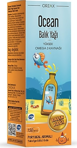 Ocean Omega 3 Portakallı Balık Yağı Şurubu 150 ml - (SKT: 03/2026)